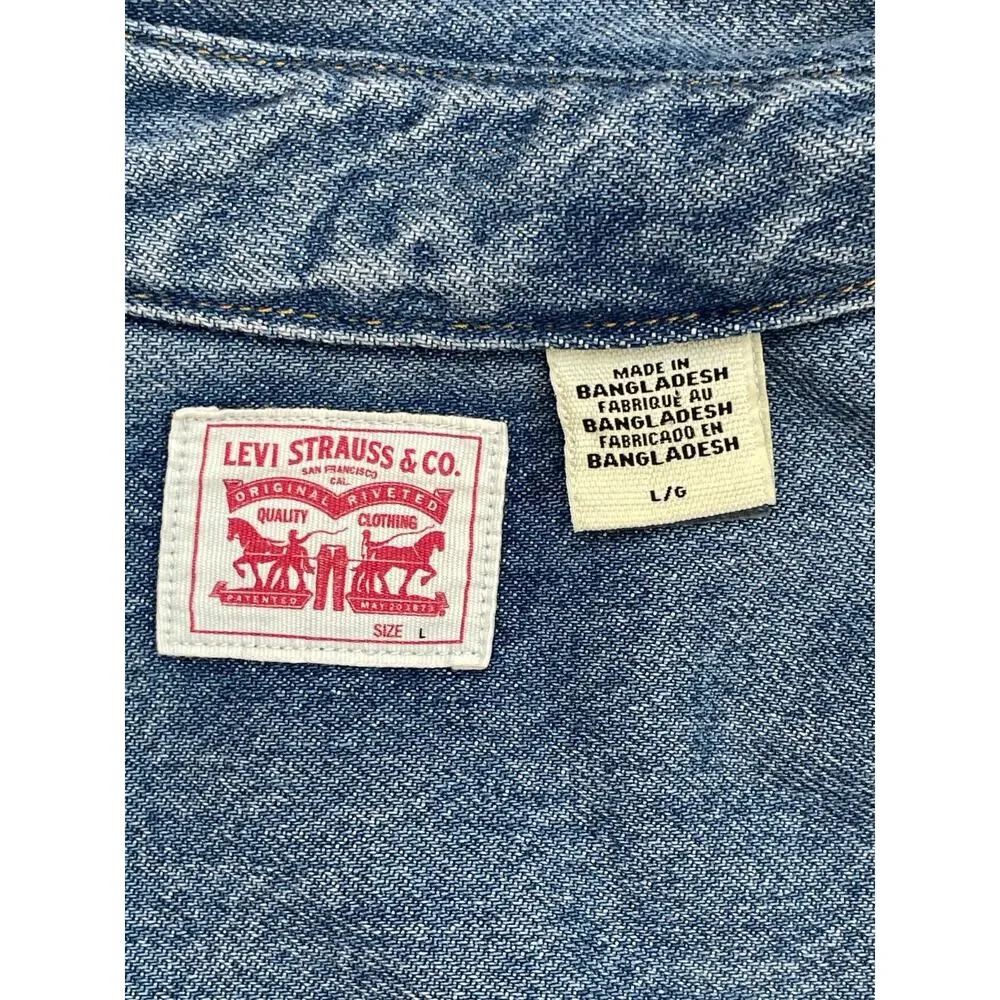 Levis‎ Jacket Mens Large Blue Denim 100% Cotton Pearl Snap Front - Picture 4 of 8